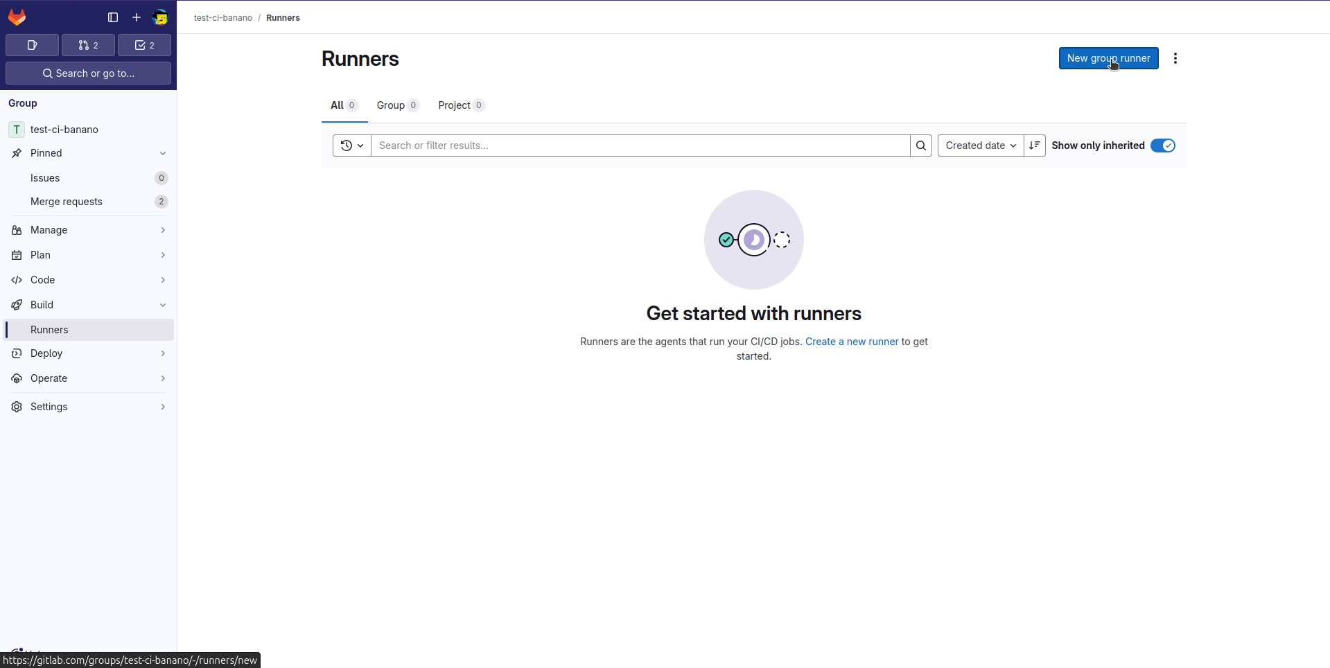 Click on new group runner